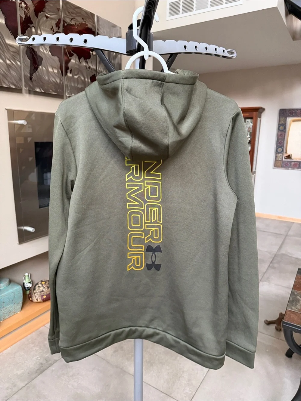 Under Armour Olive Green Hoodie with Fleece Lining Youth XL - Picture 4 of 6